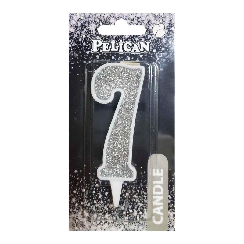Свічка для торта цифра «7» СРІБЛО 7 см, TM Pelican 867027 Свічка для торта цифра “7“ СРІБЛО 7 см, TM Pelican 867027