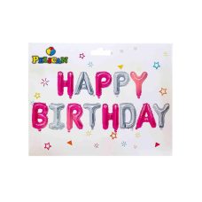 Набор из 13 шаров-букв, HAPPY BIRTHDAY 40см, серебряно-розовый 837112