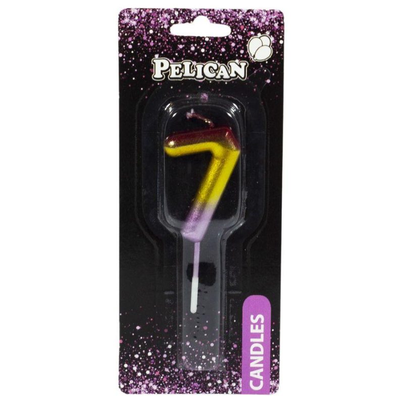 Свічка для торта Pelican, “7“ РАДУЖНА 4,5см 864567