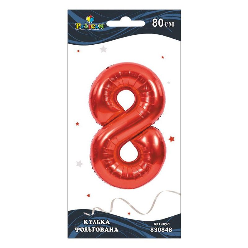 Цифра фольгированная Pelican, «8» КРАСНАЯ 80см 830848 Цифра фольгированная Pelican, “8“ КРАСНАЯ 80см 830848