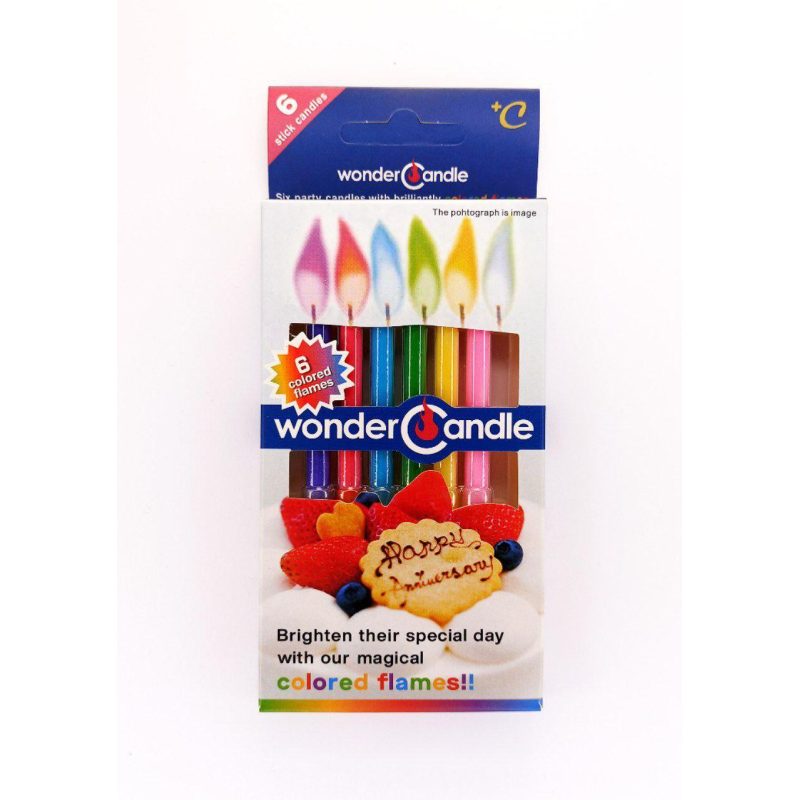 Свічки для торта з різнобарвними вогниками, 6 шт у наборі, 8,5 см