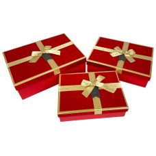 Набір коробок 3 шт прямокутні, 29 х 21 х 10 см з глітером (10240-dark red)