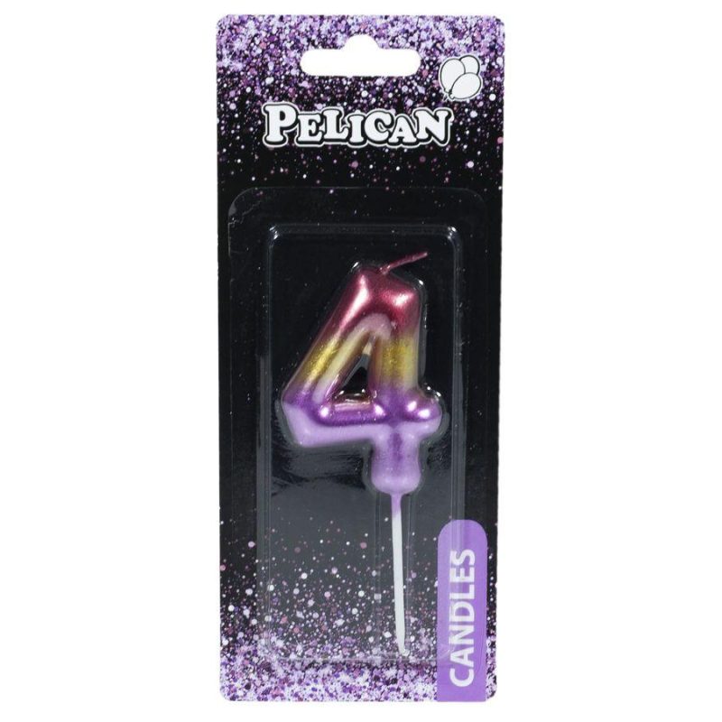 Свічка для торта Pelican «4» РАДУЖНА 6 см 866064 Свічка для торта Pelican “4“ РАДУЖНА 6 см 866064