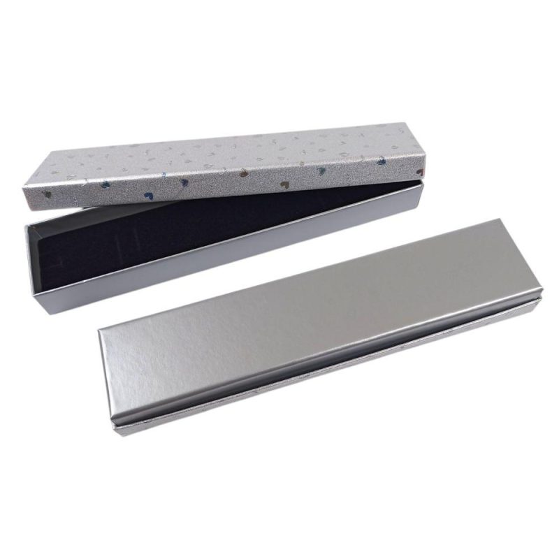 Подарункова коробка ювелірна, 4,5 х 20 х 2,5см, срібло J00322 silver Подарункова коробка ювелірна, 4,5 х 20 х 2,5см, срібло J00322 silver