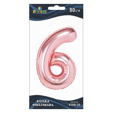 Цифра фольгована Pelican, “6“ рожеве золото 80см 830836