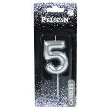 Свічка для торта Pelican “5“ СРІБЛО 6 см 866025