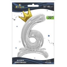 Шарик фольгированный цифра с короной на подставке “6“ серебро 32“(80см) Pelican Серебряный Pelican (831426) Шарик фольгированный цифра с короной на подставке “6“ серебро 32“(80см) Pelican Серебряный Pelican (831426)