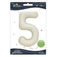Шарик фольгированный цифра “5“ молочный 40“(100см) Pelican Бежевый Pelican (831105) Шарик фольгированный цифра “5“ молочный 40“(100см) Pelican Бежевый Pelican (831105)