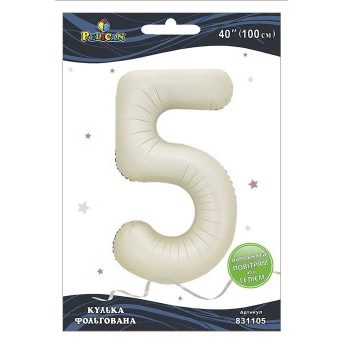 Шарик фольгированный цифра «5» молочный 40“(100см) Pelican Бежевый Pelican (831105) Шарик фольгированный цифра “5“ молочный 40“(100см) Pelican Бежевый Pelican (831105)
