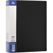Папка пластиковая А4 с 100 файлами, дисплей-книга на 100 файлов для бумаг “С“ Черная Папка пластиковая А4 с 100 файлами, дисплей-книга на 100 файлов для бумаг “С“ Черная