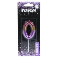 Свічка для торта Pelican “0“ РАДУЖНА 6 см 866060