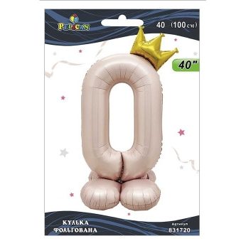 Шарик фольгированный цифра с короной на подставке «0» розовая Blush 40“(100см) Pelican Розовый Pelican Шарик фольгированный цифра с короной на подставке “0“ розовая Blush 40“(100см) Pelican Розовый Pelican