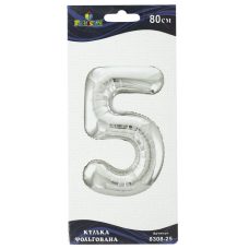 Цифра фольгована Pelican, “5“ срібло 80см 830825