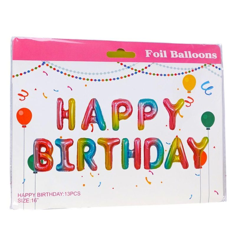 Набор из 13 шариков HAPPY BIRTHDAY 16“ Радужные 10435 Набор из 13 шариков HAPPY BIRTHDAY 16“ Радужные 10435