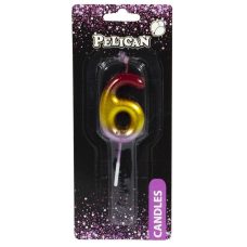 Свічка для торта Pelican, “6“ РАДУЖНА 4,5см 864566 Свічка для торта Pelican, “6“ РАДУЖНА 4,5см 864566