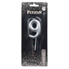 Свічка для торта Pelican “9“ Срібло 5 см 865029 Свічка для торта Pelican “9“ Срібло 5 см 865029