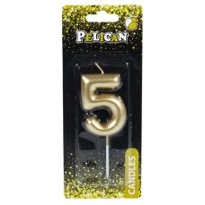 Свічка для торта Pelican “5“ ЗОЛОТО 6 см 866015