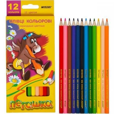 Олівці кольорові 12 кольорів «MARCO» Пегашка 1010-12CB Олівці кольорові 12 кольорів “MARCO“ Пегашка 1010-12CB