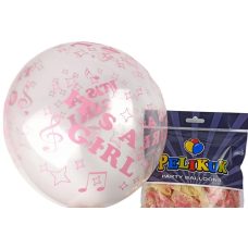 Кульки круглі Pelikuk 12“ (30 см) рожевий прозорий - It“s girl 50шт/уп 1250C-408