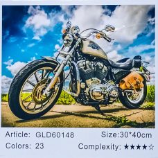 Алмазна мозаїка за номерами 30 х 40см “Мотоцикл“ (полотно на рамі) 60148_B GLD