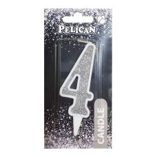 Свічка для торта цифра “4“ СРІБЛО 7 см, TM Pelican 867024 Свічка для торта цифра “4“ СРІБЛО 7 см, TM Pelican 867024