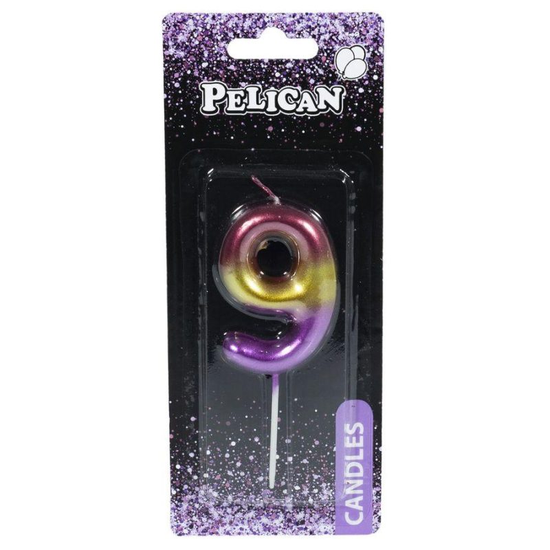 Свічка для торта Pelican «9» РАДУЖНА 6 см 866069 Свічка для торта Pelican “9“ РАДУЖНА 6 см 866069