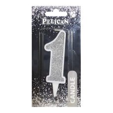 Свічка для торта цифра “1“ СЕРЕБРО 7 см, TM Pelican 867021 Свічка для торта цифра “1“ СЕРЕБРО 7 см, TM Pelican 867021