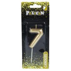 Свічка для торта Pelican “7“ ЗОЛОТО 6 см 866017