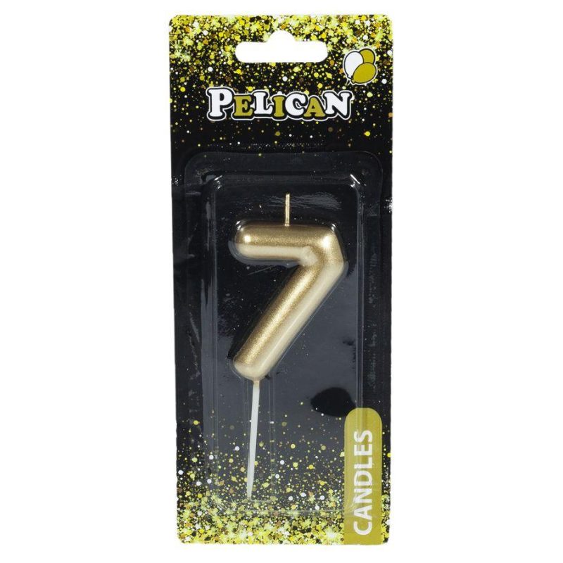 Свічка для торта Pelican “7“ ЗОЛОТО 6 см 866017