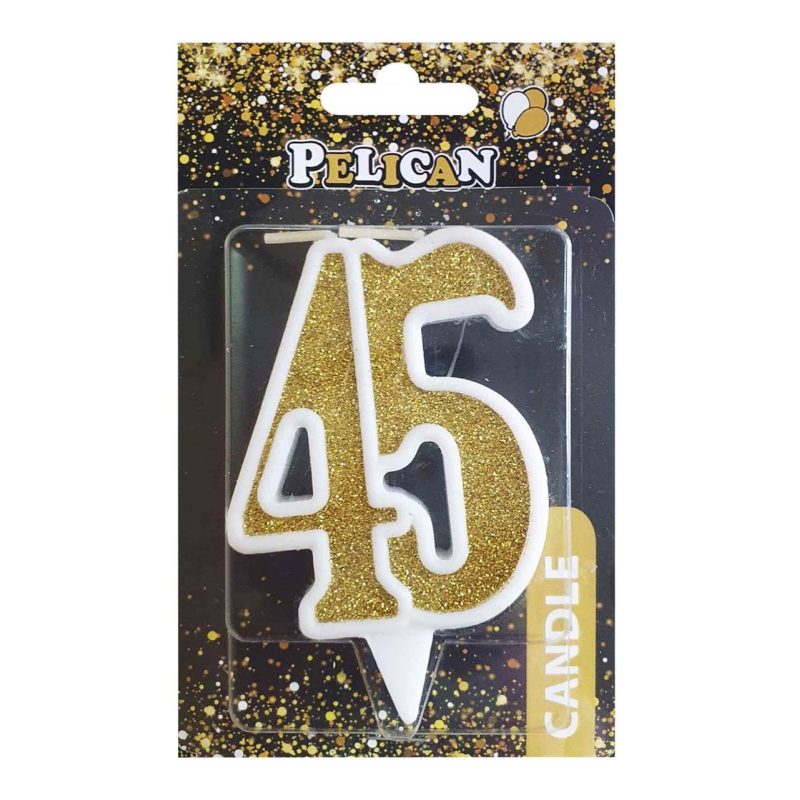 Свічка ювілейна «45» ЗОЛОТО“ 7 см, TM Pelican 867145 Свічка ювілейна “45“ ЗОЛОТО“ 7 см, TM Pelican 867145