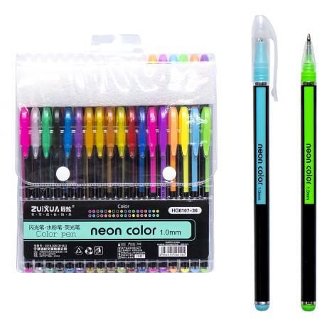 Набір гелевих ручок 36 кольорів «Neon color» HG6107-36 Набір гелевих ручок 36 кольорів “Neon color“ HG6107-36