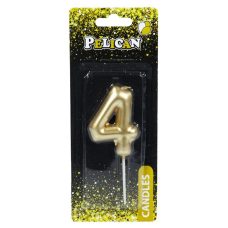 Свічка для торта Pelican “4“ ЗОЛОТО 6 см 866014 Свічка для торта Pelican “4“ ЗОЛОТО 6 см 866014