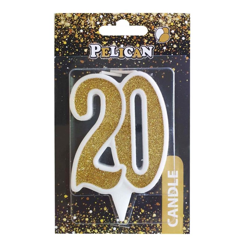 Свічка ювілейна “20“ ЗОЛОТО“ 7 см, TM Pelican 867120