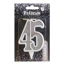 Свічка ювілейна “45“ СРІБЛО 7 см, TM Pelican 867245 Свічка ювілейна “45“ СРІБЛО 7 см, TM Pelican 867245