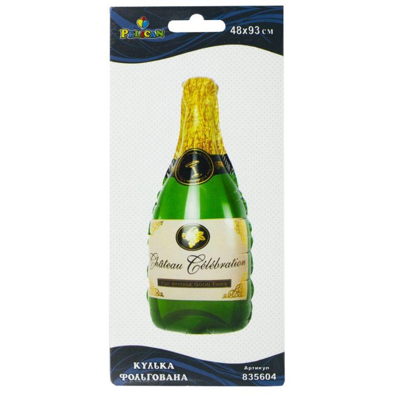 Кулька фольгована Pelican, пляшка шампанського, 93см, 835604 Кулька фольгована Pelican, пляшка шампанського, 93см, 835604