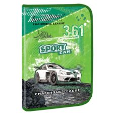 Папка А4 пластикова на змійці з глітером Зелена Kidis “Sport car“ 7159 Папка А4 пластикова на змійці з глітером Зелена Kidis “Sport car“ 7159