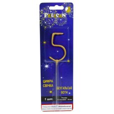 Свічка цифра бенгальська Pelican, “5“ ЗОЛОТО 860015 Свічка цифра бенгальська Pelican, “5“ ЗОЛОТО 860015