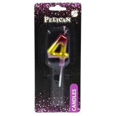 Свічка для торта Pelican, “4“ РАДУЖНА 4,5см 864564 Свічка для торта Pelican, “4“ РАДУЖНА 4,5см 864564