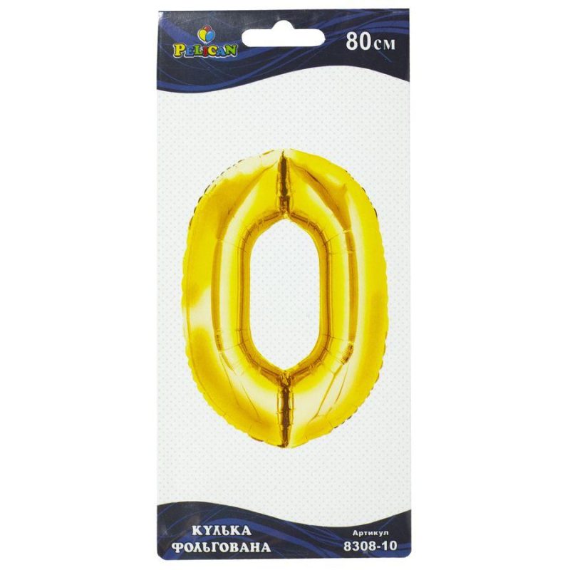 Цифра фольгированная Pelican, “0“ золото 80см 830810