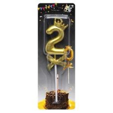 Свічка-цифра “2“ з короною 5,5см ЗОЛОТО JY-1064 Свічка-цифра “2“ з короною 5,5см ЗОЛОТО JY-1064