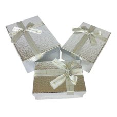 Набір коробок 3 шт прямокутні, 23 х 16 х 9,5 см Крокодил (10234-silver)
