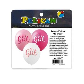 Кульки 12“ (30см) “It“s a Girl“ 10шт Pelican 828477 Кульки 12“ (30см) “It“s a Girl“ 10шт Pelican 828477