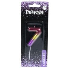 Свічка для торта Pelican “7“ РАДУЖНА 6 см 866067