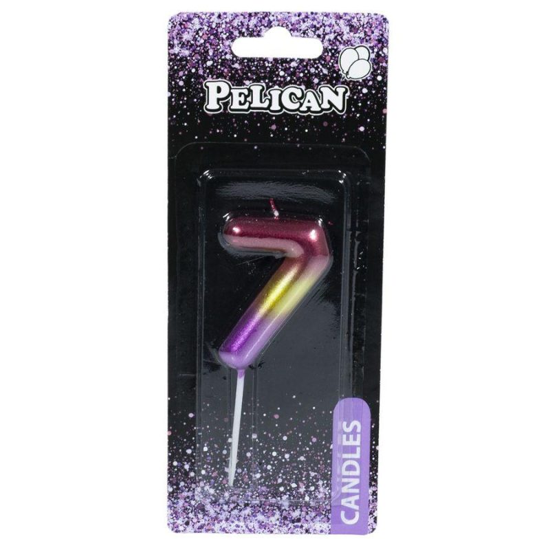 Свічка для торта Pelican “7“ РАДУЖНА 6 см 866067
