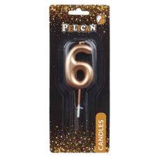 Свічка для торта Pelican “6“ ЗОЛОТО 5 см 865016