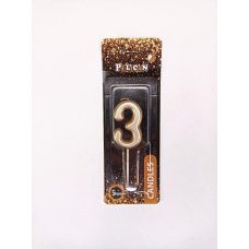 Свічка для торта Pelican “3“ ЗОЛОТО 5 см 865013 Свічка для торта Pelican “3“ ЗОЛОТО 5 см 865013