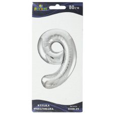 Цифра фольгована Pelican, “9“ срібло 80см 830829 Цифра фольгована Pelican, “9“ срібло 80см 830829