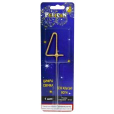 Свічка бенгальська цифра Pelican, “4“ ЗОЛОТО 860014