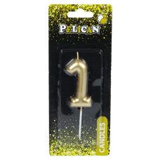 Свічка для торта Pelican “1“ ЗОЛОТО 6 см 866011