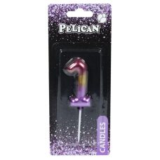 Свічка для торта Pelican “1“ РАДУЖНА 6 см 866061